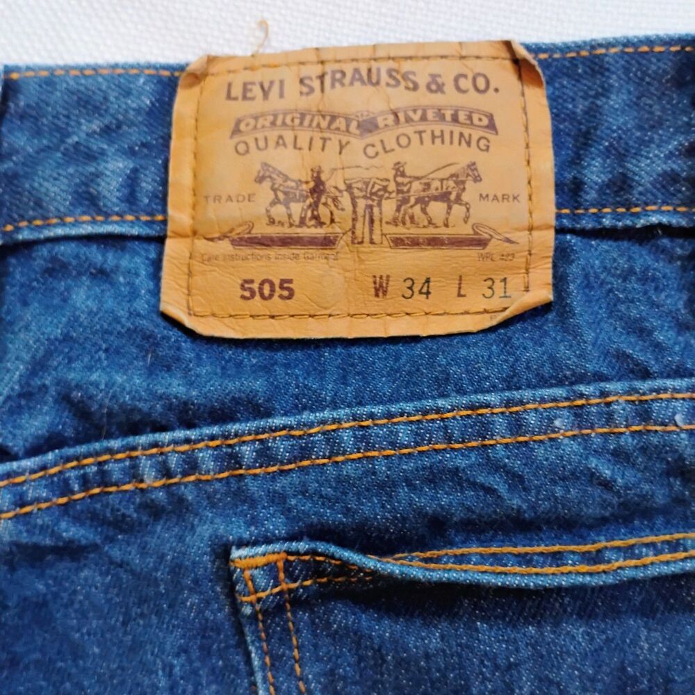 Vintage Levi's 505 Orange Tab Jeans 34x31 Straight Dark Wash 80's Denim - Picture 15 of 16